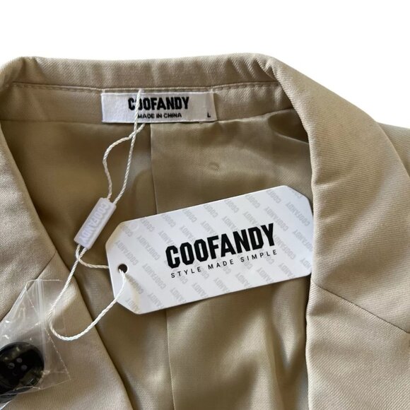 COOFANDY Men's 3-Piece Tuxedo Suit Set Blazer Vest Pants Wedding Beige XS - Picture 9 of 10